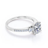 Certified 1.35 CT Round Lab Diamond Half Eternity Pave Engagement Ring