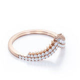 0.30 TCW Round Double Pave V Curved Wedding Band