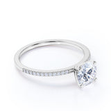 Certified 1.25 CT Round Lab Diamond Four Prong Pave Engagement Ring