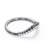 0.15 TCW Round Cut Curved Pave Wedding Band