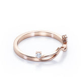 Double Stone - 0.05 TCW Round Moissanite - Flat Split Shank Wedding Band - Rose Gold