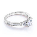 Cluster 1 Carat Round Moissanite Pave Engagement Ring