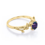 Nature Inspired 1 Ct Round Lab Alexandrite Engagement Ring