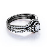 Twisted 1.75 Carat Round Moissanite Halo Bridal Set