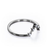 Dainty Five-Stone Prong - 0.10 TCW Round Shaped Moissanite -  V Shaped Wedding Band - 10K Rose Gold