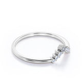 Minimalist V Shaped 0.10 TCW Pave Wedding Band