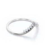 Milgrain-Bordered Band 0.15 TCW Round Shaped Moissanite Pave-Prong Wedding Band in Black Gold