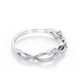 Nature Inspired 0.05 CT Round Cut 3-Stone Wedding Band