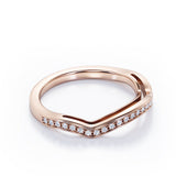 Pave 0.15 TCW Round Shape Curved Wedding Band