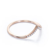 V-Curved 0.15 TCW Round Shape Pave Wedding Ring