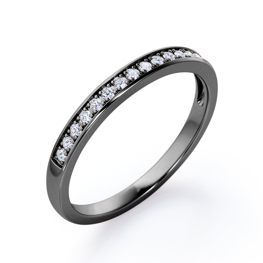 Semi Eternity 0.15 TCW Pave Accented Wedding Band