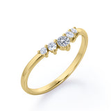 Five Stone 0.15 TCW Round Cut Curved Stackable Ring