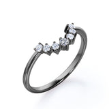 0.10 TCW Round Shape Curved Pave Wedding Band