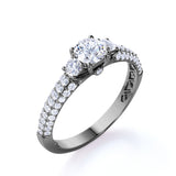 1.25 Carat Round Cut Moissanite Micro Pave Engagement Ring