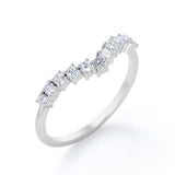 Curved 0.20 TCW Round Cut Pave-Prong Wedding Band