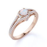 Vintage 0.83 Ct Round Cut Opal Promise Ring