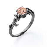0.50 ct Round Lab Created Morganite Leaf Engagement Ring