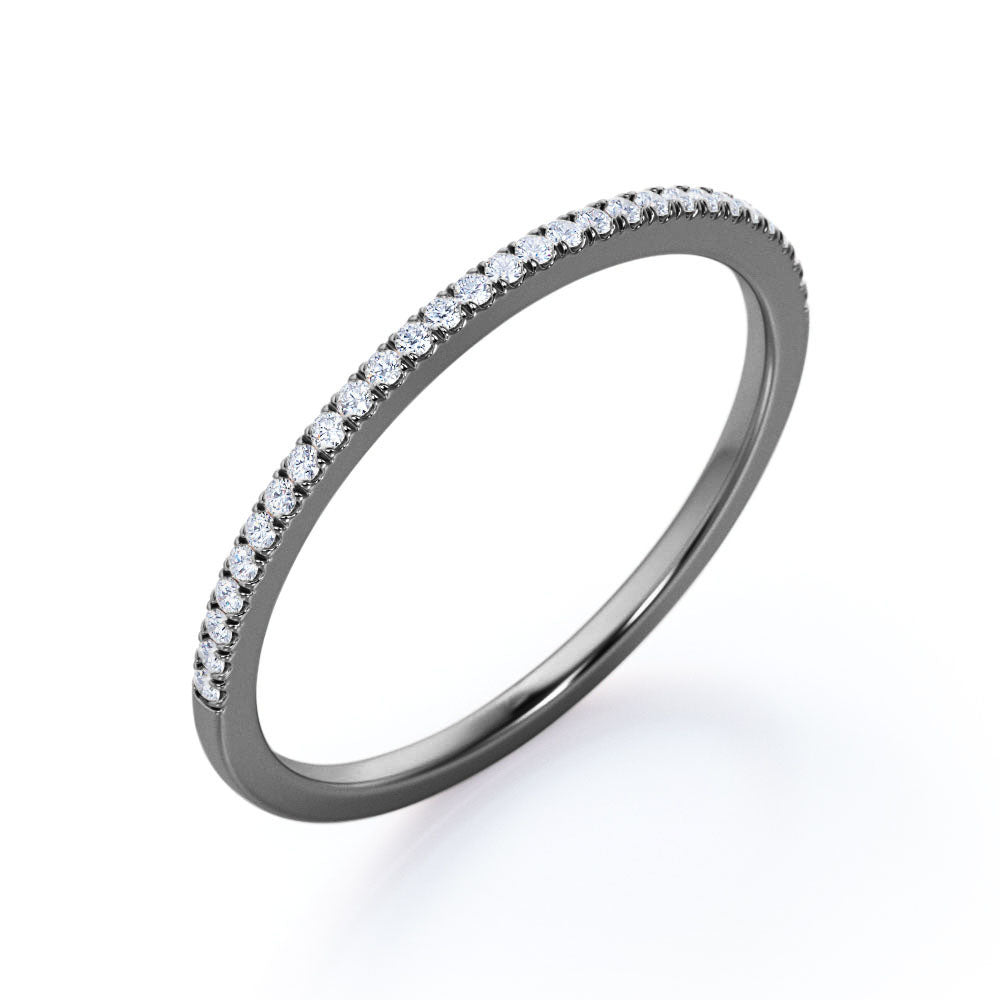 0.25 Carat Round Cut Half Pave Wedding Band