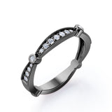 Milgrain Pave 0.15 TCW Round Cut Stackable Ring