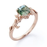 1 ct Cushion Green Moss Agate Nature Inspired Engagement Ring