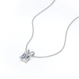 2 Carat Princess Cut Cubic Zirconia Solitaire Pendant Necklace in 18K White Gold over Silver