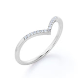 V-Curved 0.15 TCW Round Shape Pave Wedding Ring
