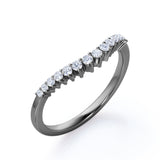 0.15 TCW Round Cut Curved Pave Wedding Band