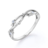 Nature Inspired 0.05 CT Round Cut 3-Stone Wedding Band