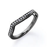 Pave 0.15 TCW Round Shape Curved Wedding Band