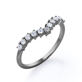 Curved 0.20 TCW Round Cut Pave-Prong Wedding Band