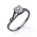 Certified 1 CT Round Lab Diamond Floral Shank Solitaire Engagement ring