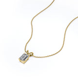 Certified Dazzling 1.5 Carat Emerald Cut Moissanite Pendant Necklace In 18K White Gold Plating Over Silver