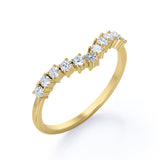 Curved 0.20 TCW Round Cut Pave-Prong Wedding Band