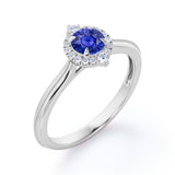 Milgrain 0.70 Ct Round Cut Lab Sapphire Engagement Ring