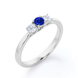 Trio 0.7 Ct Round Cut Lab Sapphire Engagement Ring