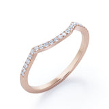 Pave Curved 0.15 TCW Round Half Eternity Wedding Band
