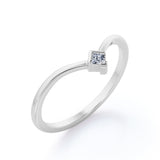 Solitaire 0.10 TCW Round Cut V Shaped Wedding Band