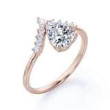 V Shaped 0.6 Carat Pear Moissanite Engagement Ring