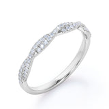 Pave Accented - 0.25 Carat Round Shaped - Semi Infinity Wedding Band - 18K Black Gold Plating over Silver