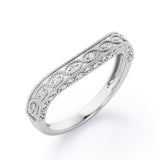 Art Deco Milgrain 0.15 TCW Curved Wedding Band
