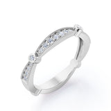 Milgrain Pave 0.15 TCW Round Cut Stackable Ring
