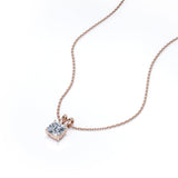 Certified - 2.5 Carat Cushion Cut Moissanite - Adorable Pendant Necklace - 18K Rose Gold Plating Over Silver
