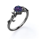 Nature Inspired 1 Ct Round Lab Alexandrite Engagement Ring