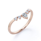 Five Stone 0.15 TCW Round Cut Curved Wedding Band