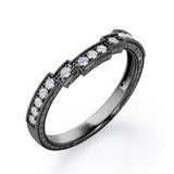 Milgrain Staircase 0.15 TCW Round Cut Wedding Band