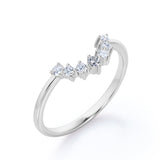0.10 TCW Round Shape Curved Pave Wedding Band