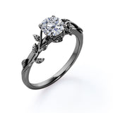 Nature Inspired 1 Carat Round Cut Moissanite Engagement Ring