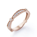 Milgrain Pave 0.15 TCW Round Cut Stackable Ring