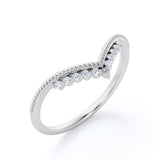 Milgrain-Bordered Band 0.15 TCW Round Shaped Moissanite Pave-Prong Wedding Band in Black Gold