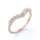 Curved 0.20 TCW Round Cut Pave-Prong Wedding Band